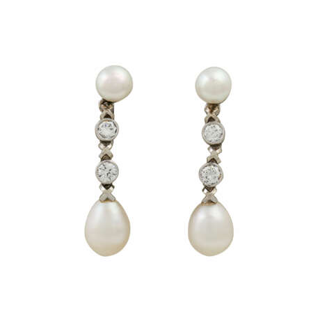 Ohrringe mit Perlen und Brillanten zusammen 0,4 ct - фото 1