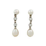 Ohrringe mit Perlen und Brillanten zusammen 0,4 ct - photo 1
