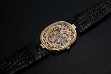 PATEK PHILIPPE, A GOLD ULTRA THIN MANUAL-WINDING SKELETON ELLIPSE WRISTWATCH, REF. 3880