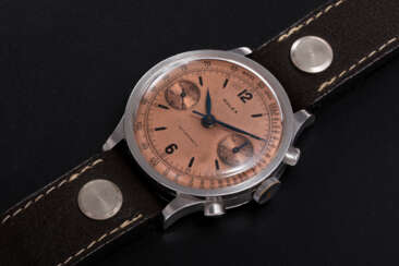 ROLEX, A RARE STEEL ANTIMAGNETIC CHRONOGRAPH WITH SALMON DIAL, REF. 2508