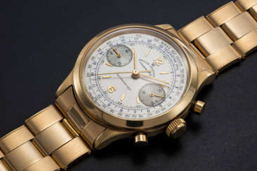 ROLEX, AN EXTREMELY RARE GOLD OYSTER CHRONOGRAPH ANTIMAGNETIQUE WRISTWATCH WITH BRACELET, REF. 3525 