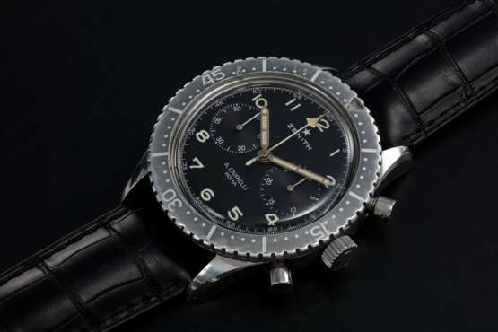 Zenith. ZENITH, A STEEL MILITARY CAIRELLI CP-2 CHRONOGRAPH MADE FOR THE ITALIAN AIR FORCE - photo 1