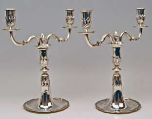 Silver Pair of Candlesticks, possibly Spain, made circa 1880