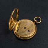 DUMONT GUINAND, A 19TH CENTURY GOLD DOUBLE HUNTER CASE POCKET WATCH WITH ENAMEL PAINTING - Foto 4