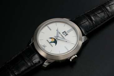 GIRARD-PERREGAUX, A LIMITED EDITION WHITE GOLD MOON-PHASE AUTOMATIC WRISTWATCH MADE FOR BOUCHERON