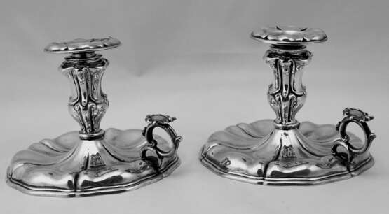 Silver Italian Pair of Candlesticks Made circa 1875-1880 Italien VERCELLI Baroque Italie 1880 - photo 2
