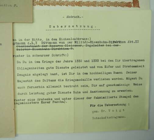 Preussen: Urkundengruppe eines Hauptmanns d.L.I. der Militär-Eisenbahn-Betriebs-Direktion 7. - photo 3