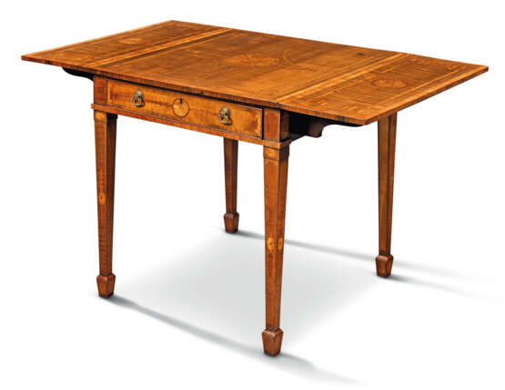 Chippendale, Thomas. A GEORGE III TULIPWOOD-CROSSBANDED, HAREWOOD, INDIAN ROSEWOOD AND FRUITWOOD MARQUETRY PEMBROKE TABLE - photo 3
