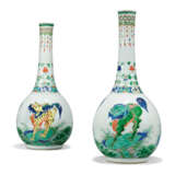A MATCHED PAIR OF LARGE CHINESE FAMILLE VERTE BOTTLE VASES - фото 4