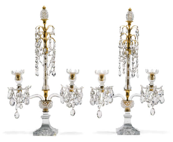 A PAIR OF GEORGE III CUT-GLASS AND ORMOLU TWO-BRANCH CANDELABRA - photo 3