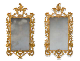 A PAIR OF GEORGE II GILTWOOD MIRRORS