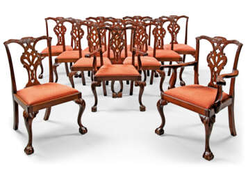 A SET OF TWELVE GEORGE II-STYLE MAHOGANY DINING-CHAIRS