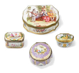 A GROUP OF CONTINENTAL ENAMEL SNUFF-BOXES AND COVERS