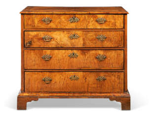 A WILLIAM AND MARY BOXWOOD-INLAID WALNUT CHEST