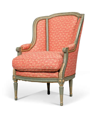A LOUIS XV BLUE AND WHITE-PAINTED FAUTEUIL - photo 2