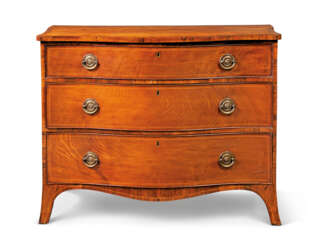 A GEORGE III GONCALO ALVES-CROSSBANDED MAHOGANY SERPENTINE DRESSING-CHEST