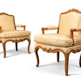 A PAIR OF LOUIS XV ASH AND ELM FAUTEUILS - photo 1