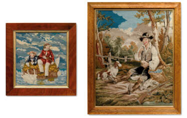 THREE VICTORIAN NEEDLEWORK PICTURES