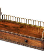Regale. A REGENCY LACQUERED-BRASS-MOUNTED BRAZILIAN ROSEWOOD BOOK TROUGH