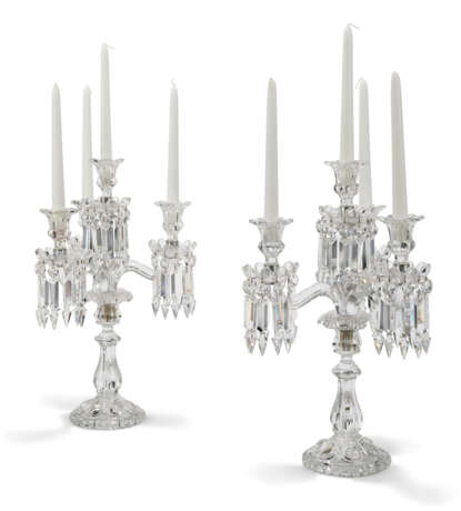 A PAIR OF GEORGE III STYLE MOULDED GLASS FOUR-LIGHT LUSTRES - photo 3