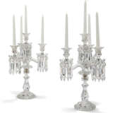 A PAIR OF GEORGE III STYLE MOULDED GLASS FOUR-LIGHT LUSTRES - фото 3