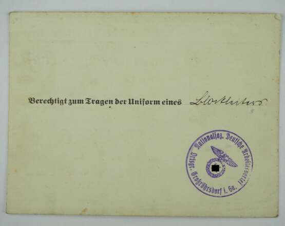 NSDAP Ausweis für politische Leiter - Blockleiter. - Foto 2