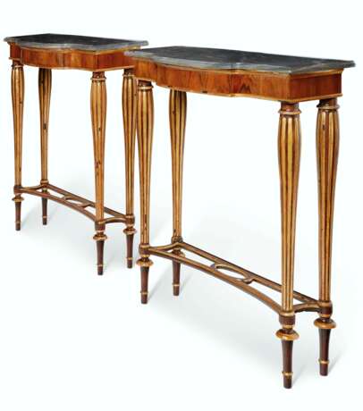A PAIR OF LATE GEORGE III INDIAN ROSEWOOD AND PARCEL-GILT SIDE TABLES - photo 2