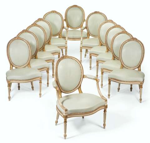 Linnell, John. A SET OF TWELVE WHITE-PAINTED AND PARCEL-GILT DINING CHAIRS - фото 1