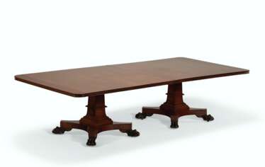 A GEORGE IV MAHOGANY TWIN-PEDESTAL DINING TABLE