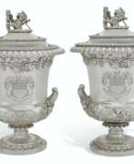 Benjamin Smith II. A PAIR OF REGENCY SILVER WINE COOLERS AND COVERS