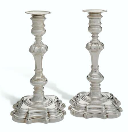 White, John. A PAIR OF TWO GEORGE II SILVER CANDLESTICKS - photo 1