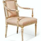 A SET OF FOURTEEN LATE GEORGE III CREAM-PAINTED AND PARCEL-GILT CHAIRS - photo 3