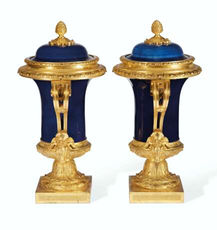 A PAIR OF LOUIS XVI ORMOLU-MOUNTED CHINESE POWDER-BLUE BALUSTER VASES AND COVERS - фото 3