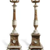 A PAIR OF ITALIAN ALABASTRO FIORITO AND WHITE MARBLE SIX-LIGHT TORCHERES - photo 2