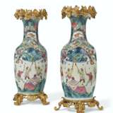 A VERY LARGE PAIR OF ORMOLU-MOUNTED CHINESE EXPORT FAMILLE ROSE PORCELAIN VASES - photo 1