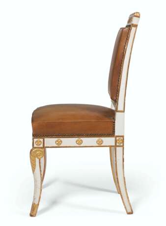 A SET OF EIGHT EMPIRE CREAM-PAINTED AND PARCEL-GILT CHAISES - photo 5