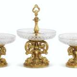 A FRENCH ORMOLU AND CUT-GLASS THREE-PIECE TABLE GARNITURE - photo 2