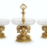 A FRENCH ORMOLU AND CUT-GLASS THREE-PIECE TABLE GARNITURE - photo 4