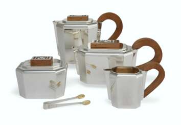 A FRENCH SILVER FOUR-PIECE ART DECO TEA AND COFFEE SERVICE