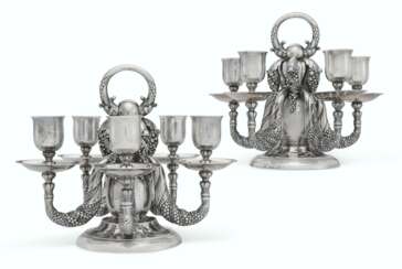 A PAIR OF DANISH SILVER FIVE-LIGHT CANDELABRA, NO. 383A