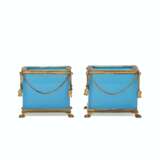 A PAIR OF FRENCH ORMOLU-MOUNTED BLUE-OPALINE GLASS CACHE-POTS - photo 4