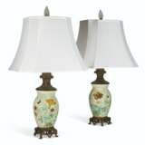 A PAIR OF GILT-METAL MOUNTED THEODORE DECK FAIENCE CELADON-GROUND LAMPS - photo 1