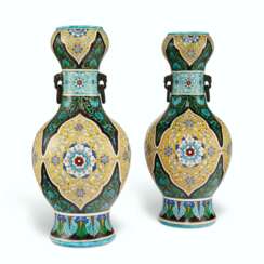 A LARGE PAIR OF THEODORE DECK FAIENCE PERSIAN-STYLE VASES