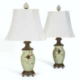 A PAIR OF GILT-METAL MOUNTED THEODORE DECK FAIENCE CELADON-GROUND LAMPS - photo 4