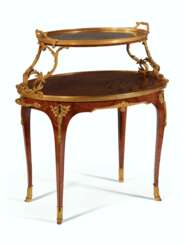 A FRENCH ORMOLU-MOUNTED SATINE TEA TABLE