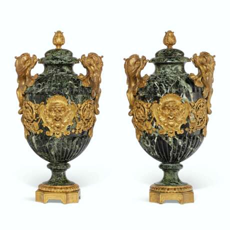 A PAIR OF FRENCH ORMOLU-MOUNTED VERT DE MER VASES AND COVERS - photo 4