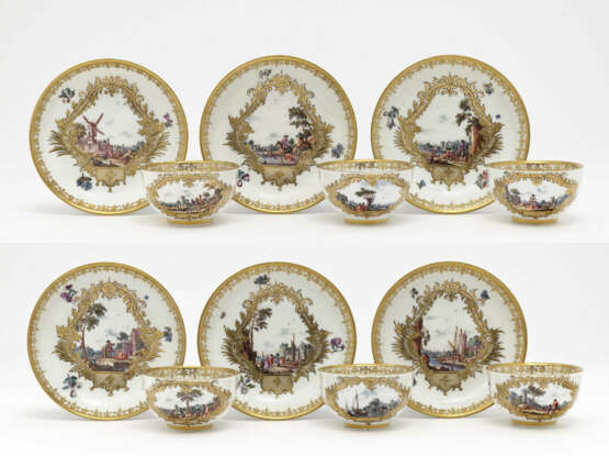Sechs Koppchen mit Unterschalen, Meissen, um 1740 - Foto 1
