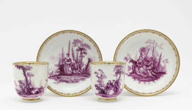 Deux tasses avec soucoupes, Meissen, milieu du XVIIIe siècle