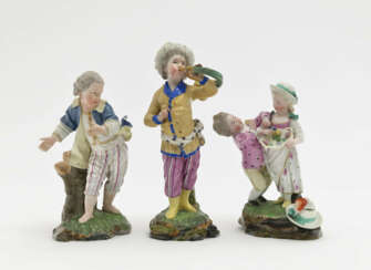 Le garçon aux pieds nus, joueur de cor français de la &quot;Chapelle des Turcs&quot; et enfants de jardiniers jouant, Höchst, 2e moitié du XVIIIe siècle