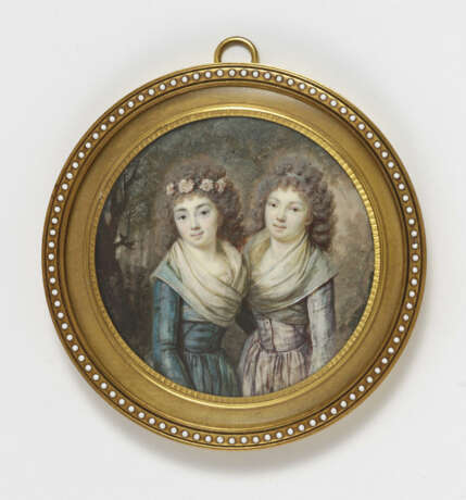 Alexandre (wohl Louis Alexandre, 1759 Reims - 1827 ebenda), Ende 18. Jahrhundert , Zwei junge Damen in Parklandschaft - Foto 1